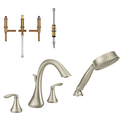 Eva Double Handle Deck Mounted Roman Tub Faucet with Handshower