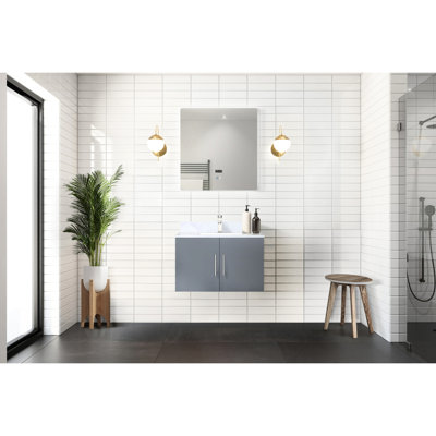 30 In. W X 22 D Dark Grey Vanity With Led Mirror - Ample Cabinet Fully Assembled Copious Bathroom