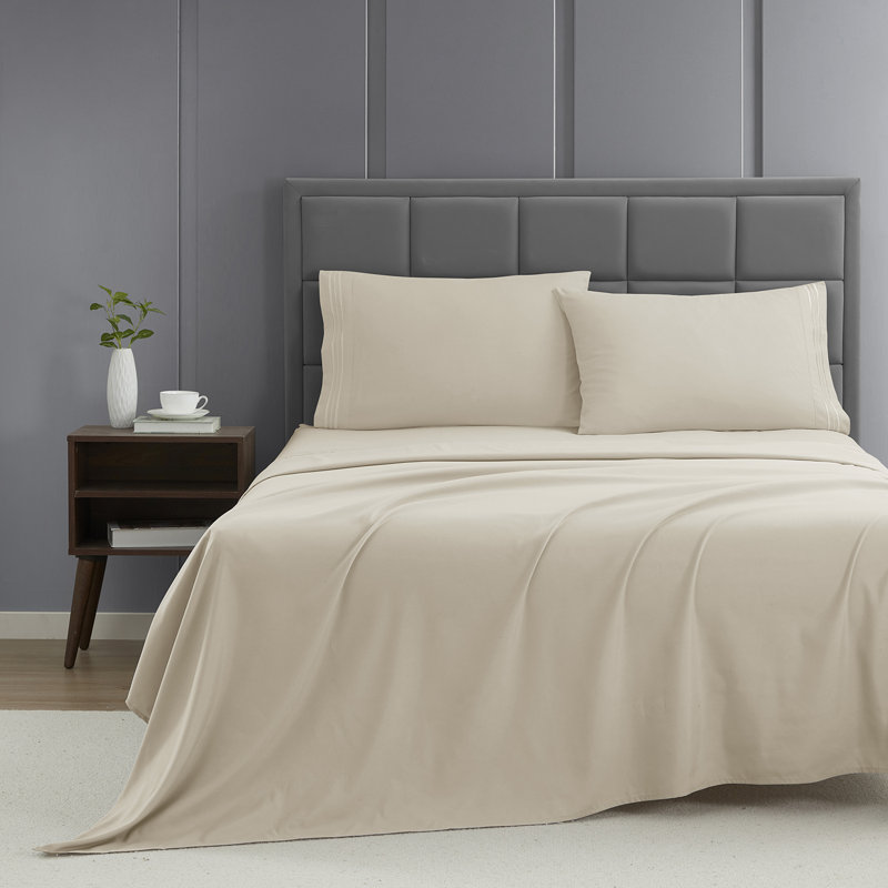 1800 Series Double-Brushed Microfiber Hypoallergenic Sheet Set, Beige, Twin XL Sheet Set with 1 Pillowcase