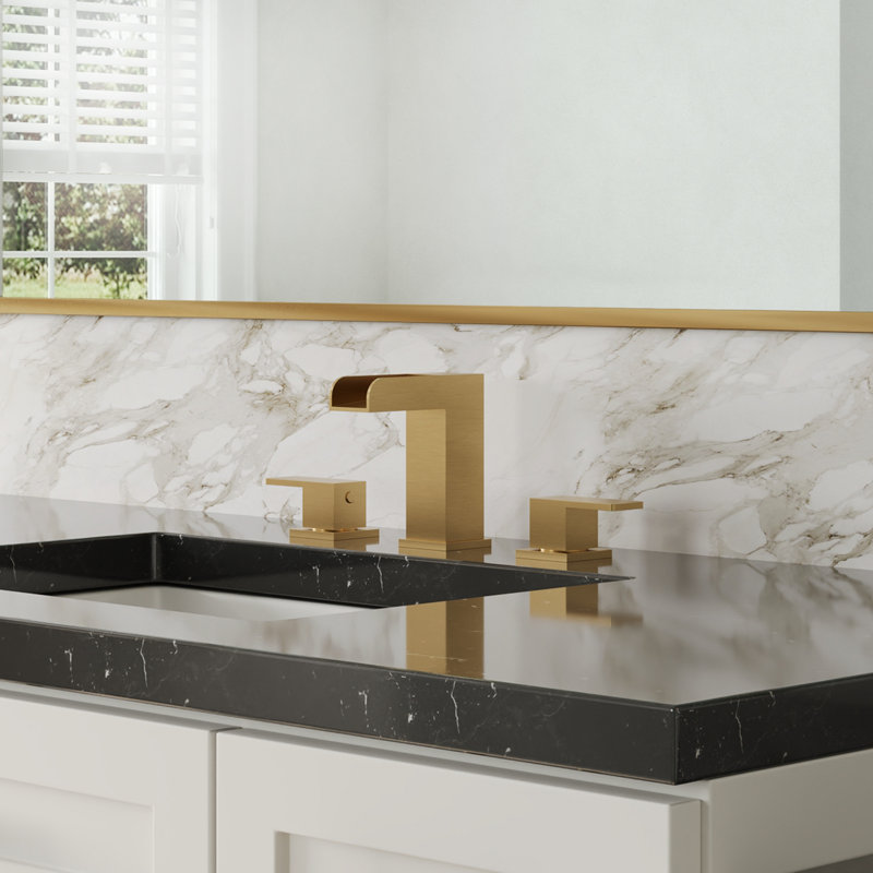 Widespread Bathroom Faucet 3 Hole, 2-Handle Bathroom Sink Faucet with Drain Assembly, Brushed Gold