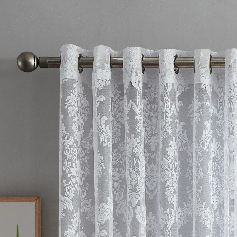 Lisa Semi Sheer Curtain Pair, White, 38" W x 108" L