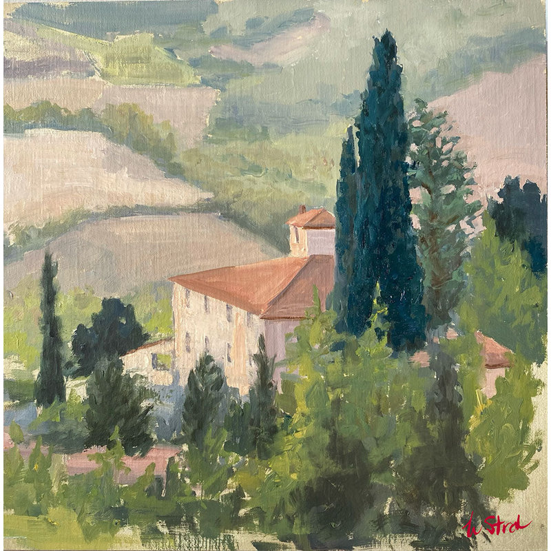 Villa italienne | Impression, H 24 po x l 24 po, Cadre blanc