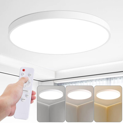 Plafonnier encastré avec veilleuse, luminaire de 36 W avec télécommande, CCT complet et luminosité réglable, plafonnier à DEL de 18 pouces pour la cuisine, le bureau et la chambre d'enfant