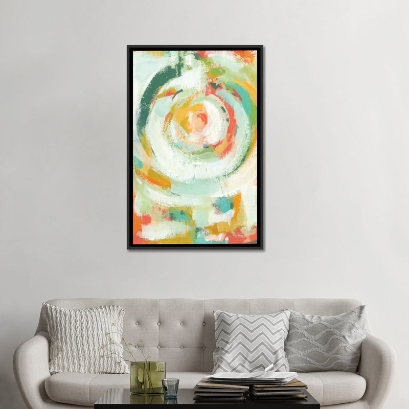 « pop fleur i », reproduction sur toile tendue, H 26 po x l 18 po x P 1,5 po, Toile avec cadre noir, Pas de tapis