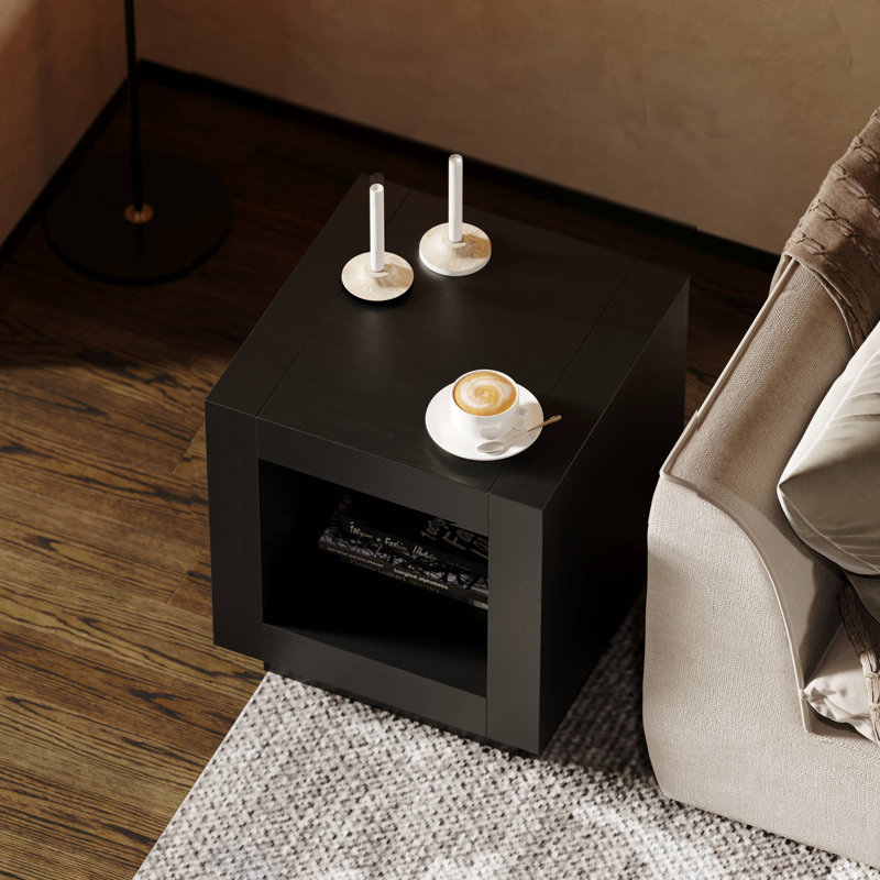 Maven Lane Artemis Contemporary Wooden Side Table, Refined Black