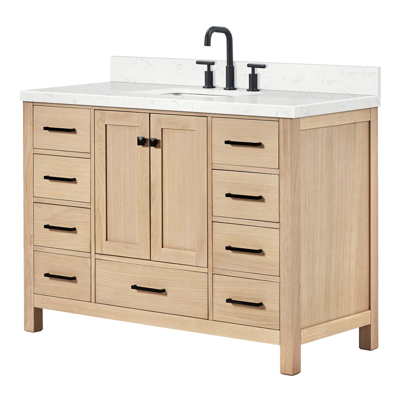 Ensemble de meuble-lavabo simple 48 po , Chêne, Rectangular