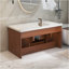 Meuble-lavabo simple 35,4 po Mid-Century avec lavabo encastré en céramique intégré
