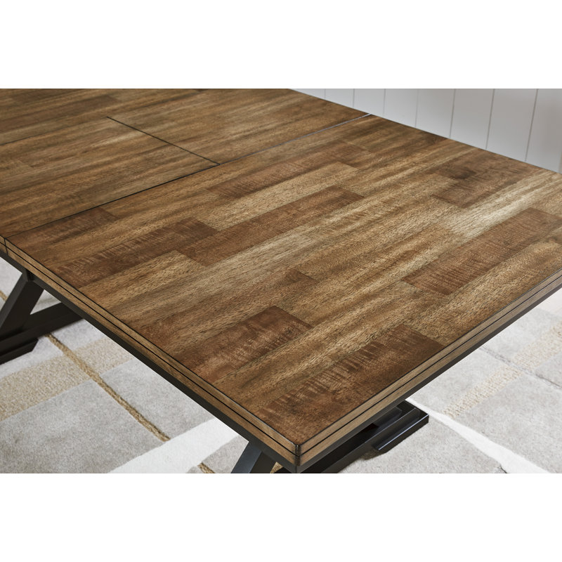 Black and Brown Extendable Farmhouse Dining Table with Butterfly Leaf