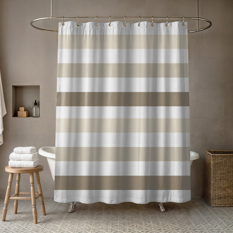 Rideau de douche simple à rayures Boucher, Beige