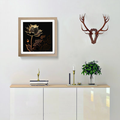 Lotus Flower Silhouette - Framed Print