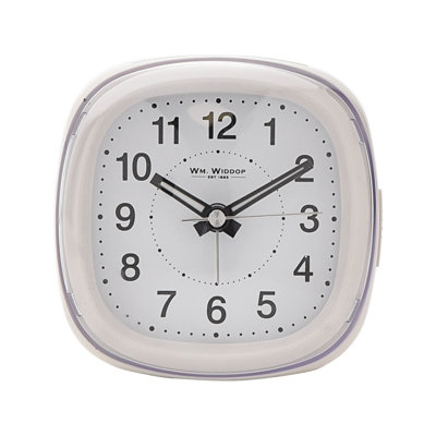 Analogue Quartz Movement / Crystal Alarm Tabletop Clock in White