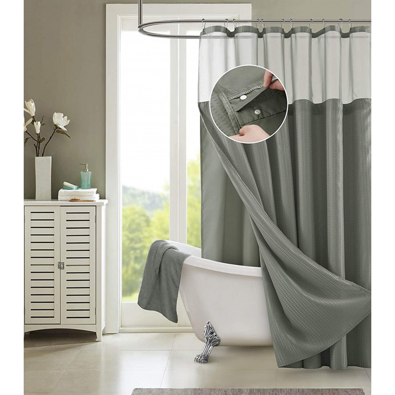 Ensemble de rideau de douche et doublure transparents, Gris