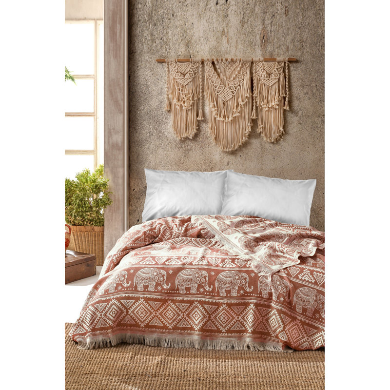 Isaias 100% Cotton Coverlet / Bedspread, Tile Red