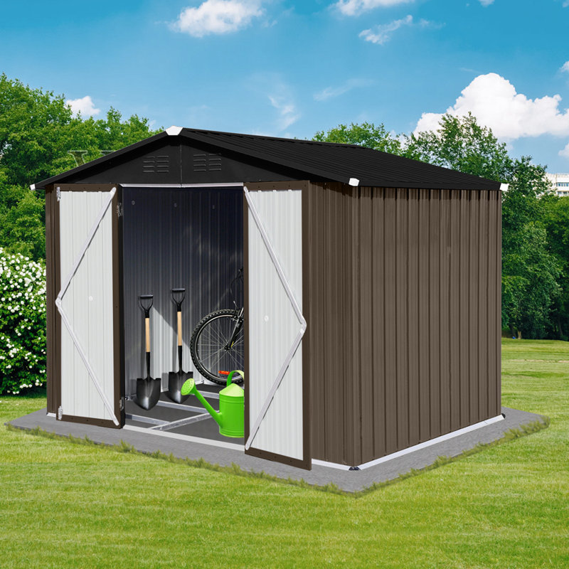 Remises de jardin en métal 8 pi x 6 pi, Brun