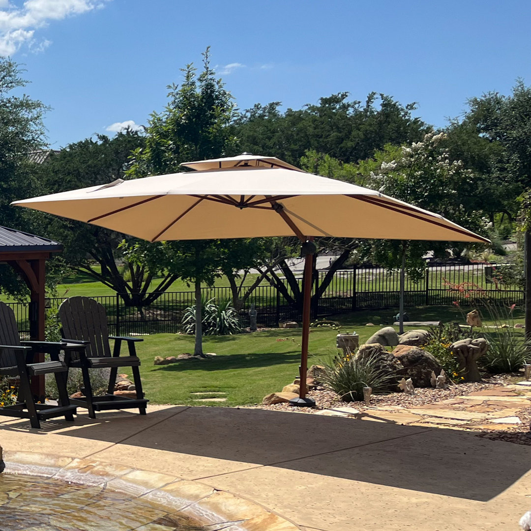 Gira 120'' x 156'' Rectangular Cantilever Umbrella with Crank Lift Counter Weights Included Arlmont & Co. Fabric 