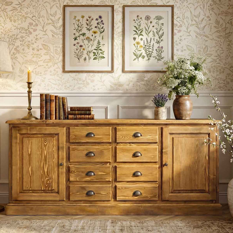 Hailley Solid Spruce Wood Sideboard