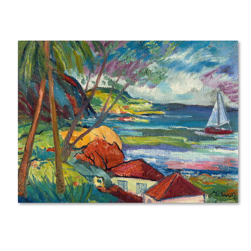 « hanna bay 2 », reproduction d’art sur toile tendue encadrée, H 24 po x l 32 po x P 2 po