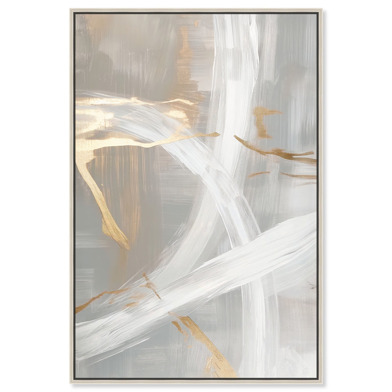 «Silvered Spirals II Canvas Elegant Gold Abstract» par Art Remedy, Cadre argenté, H 25 po x l 17 po