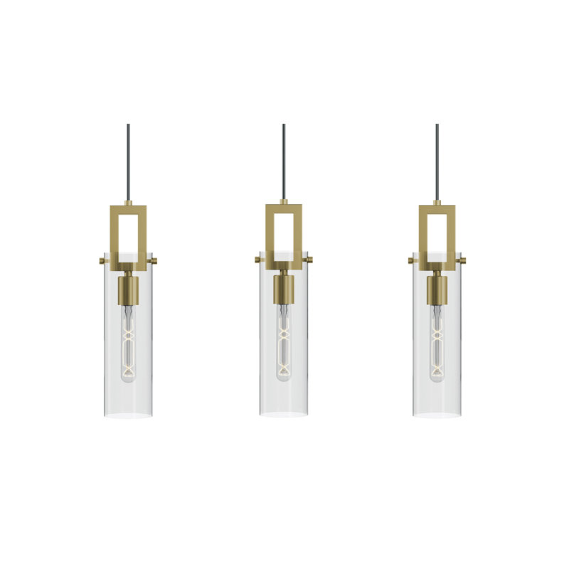 Luminaire suspendu linéaire 3 lumières Houston - 60 W -, Laiton antique clair