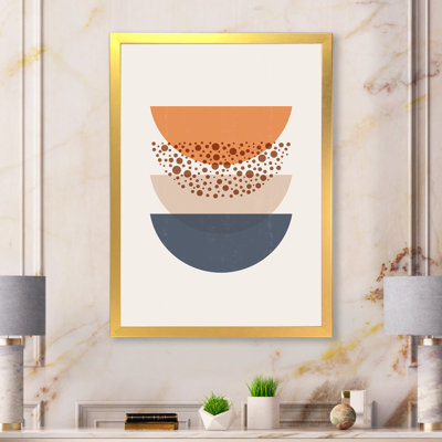 «Abstract Sun and Moon Geometrics in Blue and Orange», impression sur toile