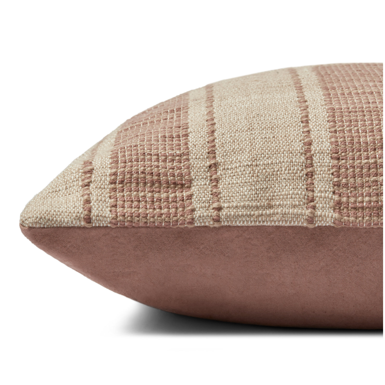 Carmel Striped Cotton Throw Pillow, Down, Natural/Rust