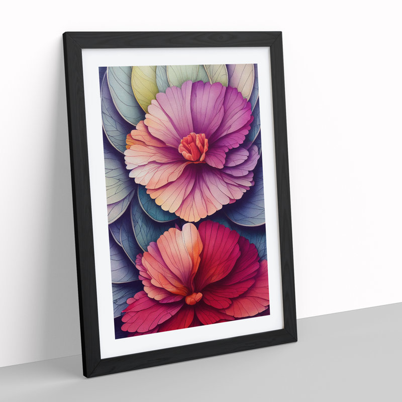 Beautiful Watercolour Flowers No.5 - Wall Art, Black Framed, 36cm H x 27cm W x 2cm D, White