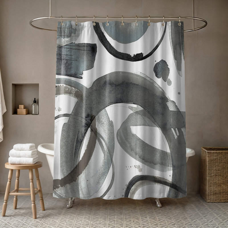 Rideau de douche simple Krol, Abstrait gris