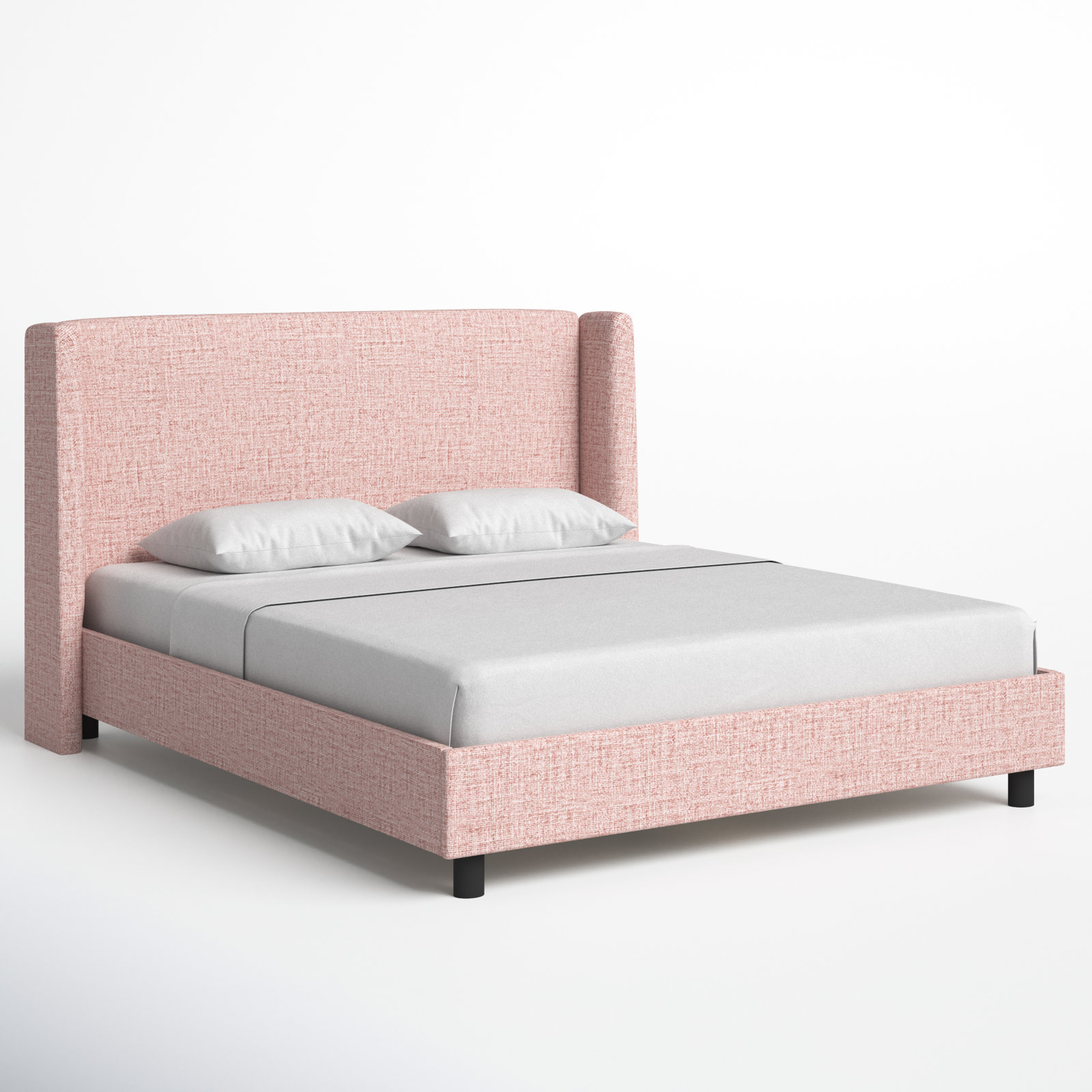 Tilly Upholstered Low Profile Platform Bed, California King, Zuma Rosequartz Textured Linen