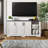 Yazeed Rustic Ridge Washed White 4 Door Sideboard Storage Cabinet