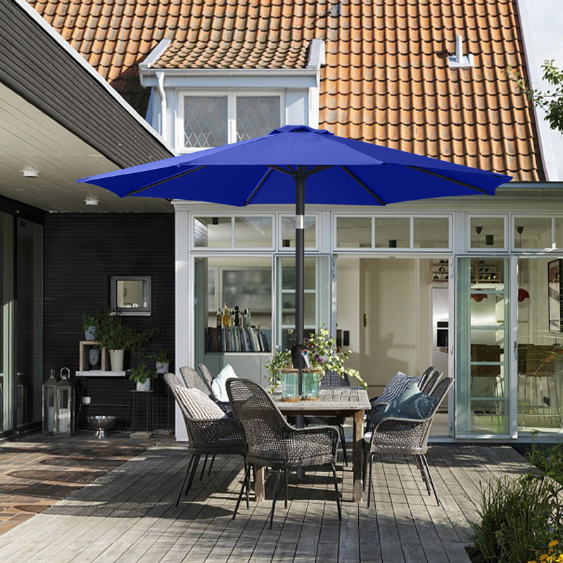 Parasol de marché Miqdad, Bleu, H 96,4 po x l 118,1 po x P 118,1 po