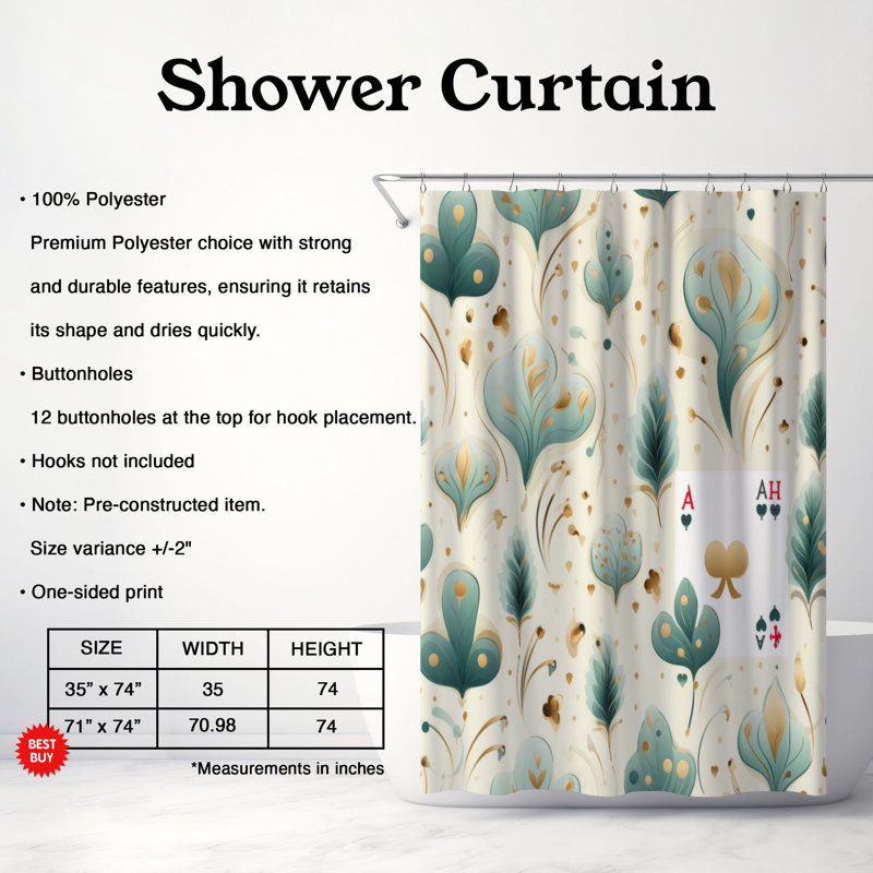 Card Artistry - Rideau de douche Premium, H 74 po x l 71 po