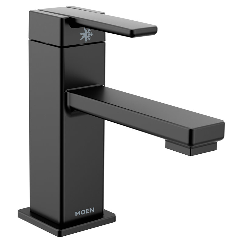90 Degree Single Hole Bathroom Faucet with Drain Assembly, Matte Black
