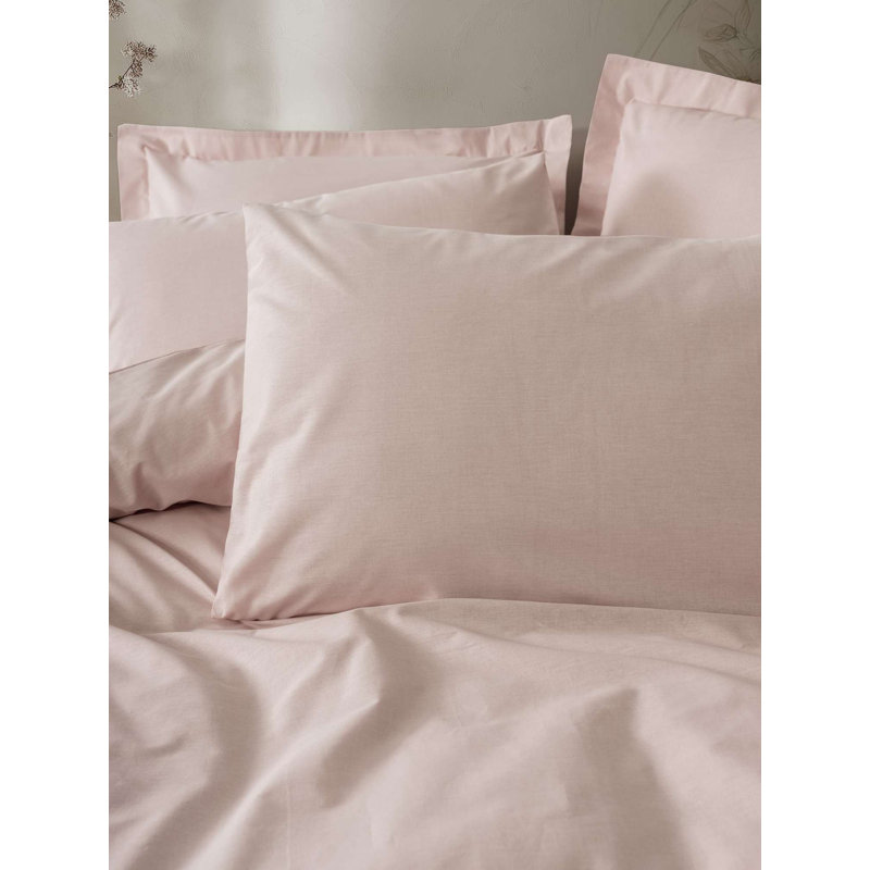 Ensemble de housse de courtepointe 100% coton Ranforce, couleur poudre, 78,7 x 78,7 pouces | Comprend 2 taies d'oreiller (31,5 po x 31,5 po) | Impression réactive, lavable à la machine, enveloppe et fermeture à boutons | Literie douce et durable
