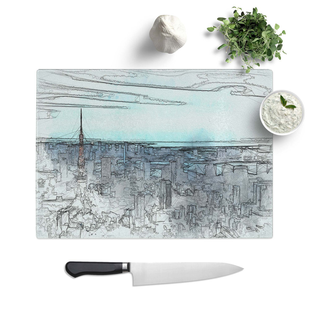 Tempered Glass Tokyo Tower & Japan Skyline in Abstract Cutting Board