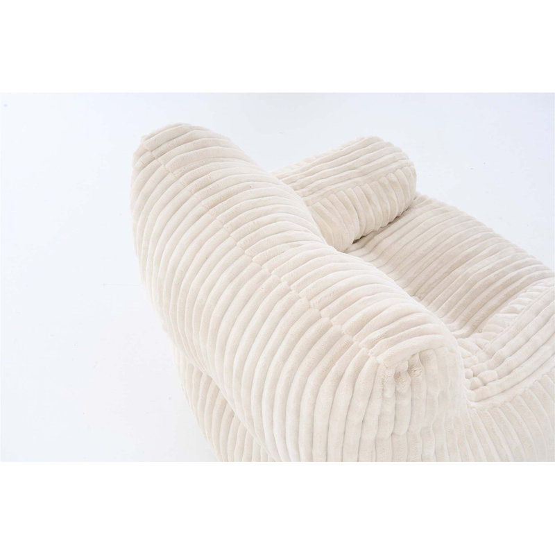 Corduroy Bean Bag Chair with Memory Sponge Fill for Ultimate Comfort and Support, Beige Corduroy