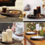 Plateau de service en bois rustique: plateau décoratif rond en bois Butler