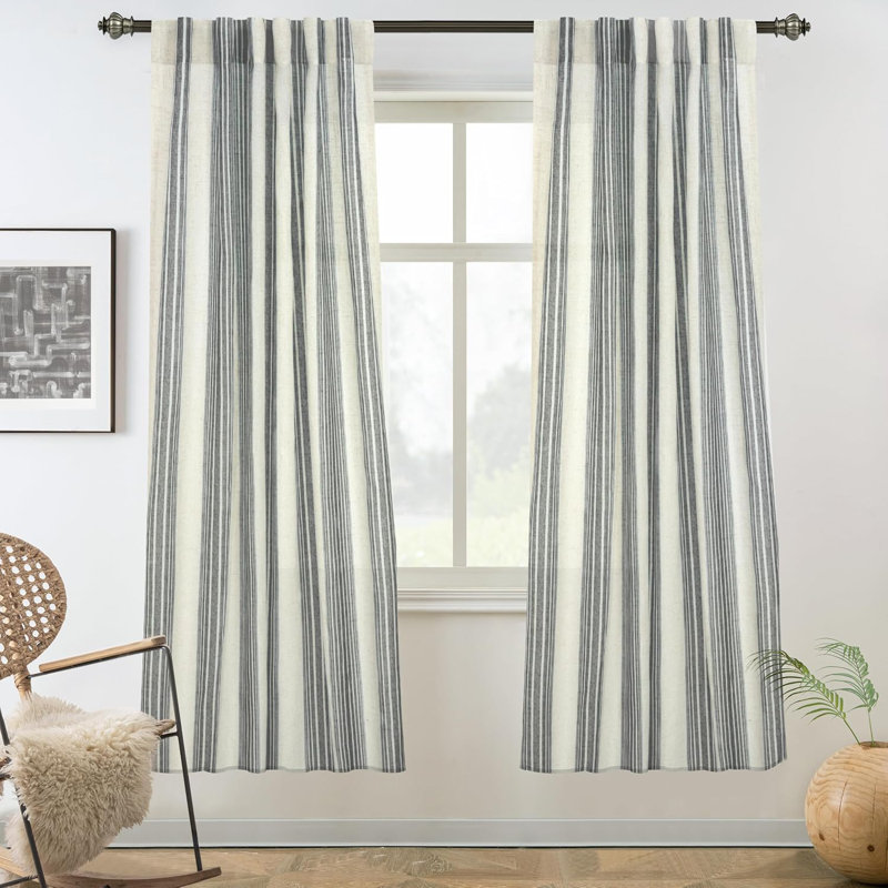 Rideaux semi-transparents avec passe-tringle Chris, Gris, L 52 po x L 63 po