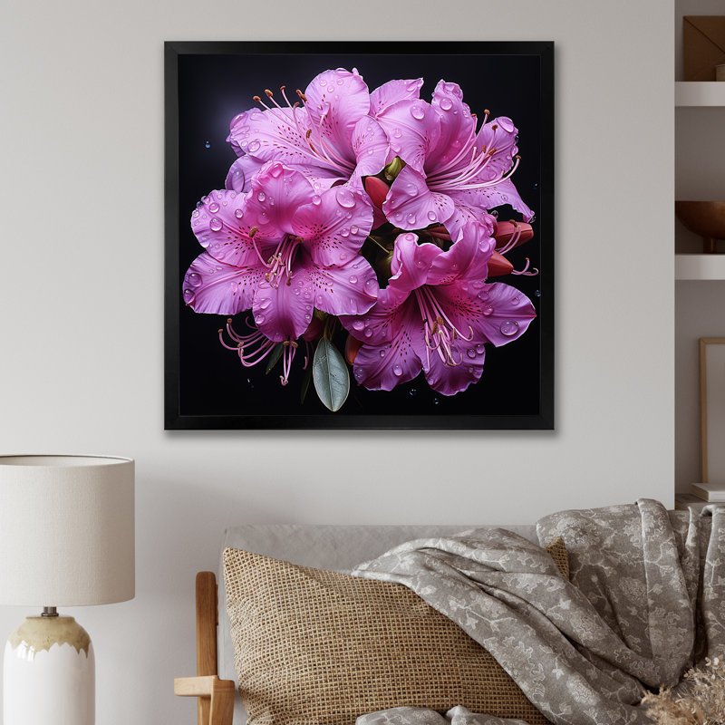 Singulier beauté des rhododendrons mauves I - art mural rhododendron, Cadre photo argenté, H 36 po x l 36 po x P 1,5 po