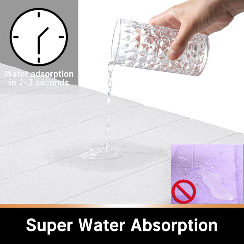 Nequan Memory Foam Non-Slip Shower Mat, 40cm W X 60cm L, White