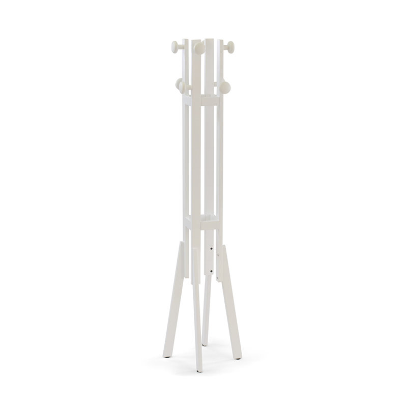Rowlett Solid Wood Freestanding 8 - Hook Coat Rack, White