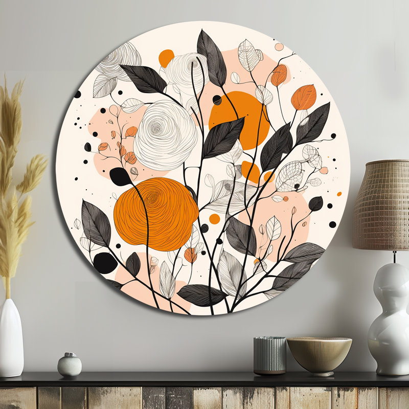 Cheshire - Art abstrait rond en métal, H 16 po x l 16 po 