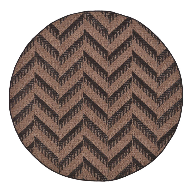 Haozhong Chevron Indoor / Outdoor Rug, Round 6'1"