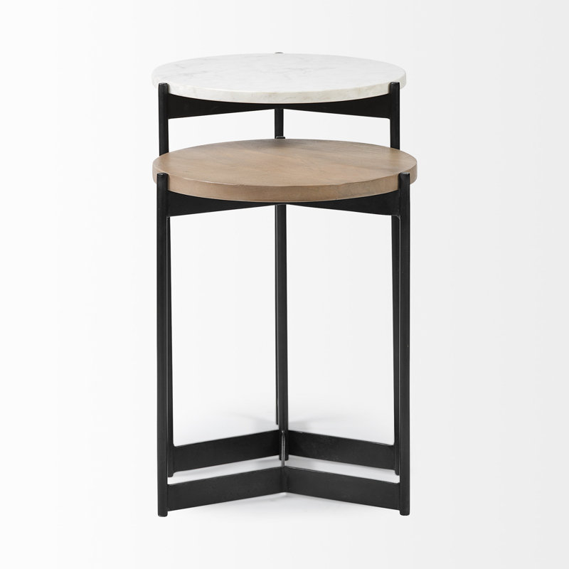 Ivelisse Nesting End Table, White/Light Brown