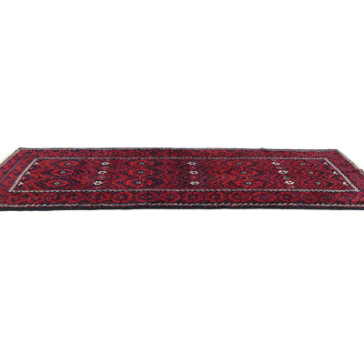 One-of-a-Kind Red Tribal 4X10 Oriental Runner Rug