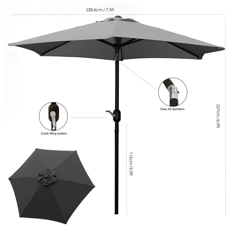 Parasol de marché hexagonal 90 po x 90 po Mushtaaq, Red