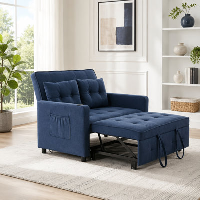 3-in-1 Convertible Chair Bed Pull Out Sleeper Chair Beds Adjustable Double Armchair Sofa Bed with USB Ports