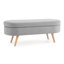 Banc de rangement repose-pieds ovale, pieds en bois d'hévéa, gris (43,5 po x 16 po x 16 po)-621831679