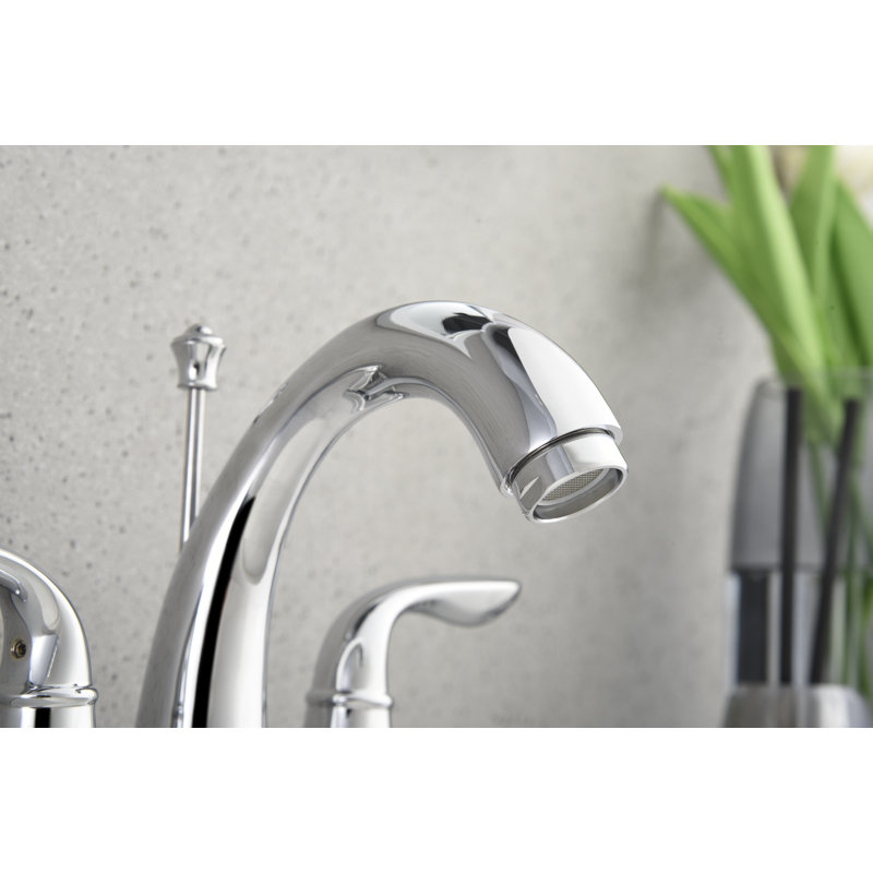 Robinet de lavabo de salle de bain central à deux poignées Kree Arc avec ensemble de drain - Chrome poli, Chrome poli
