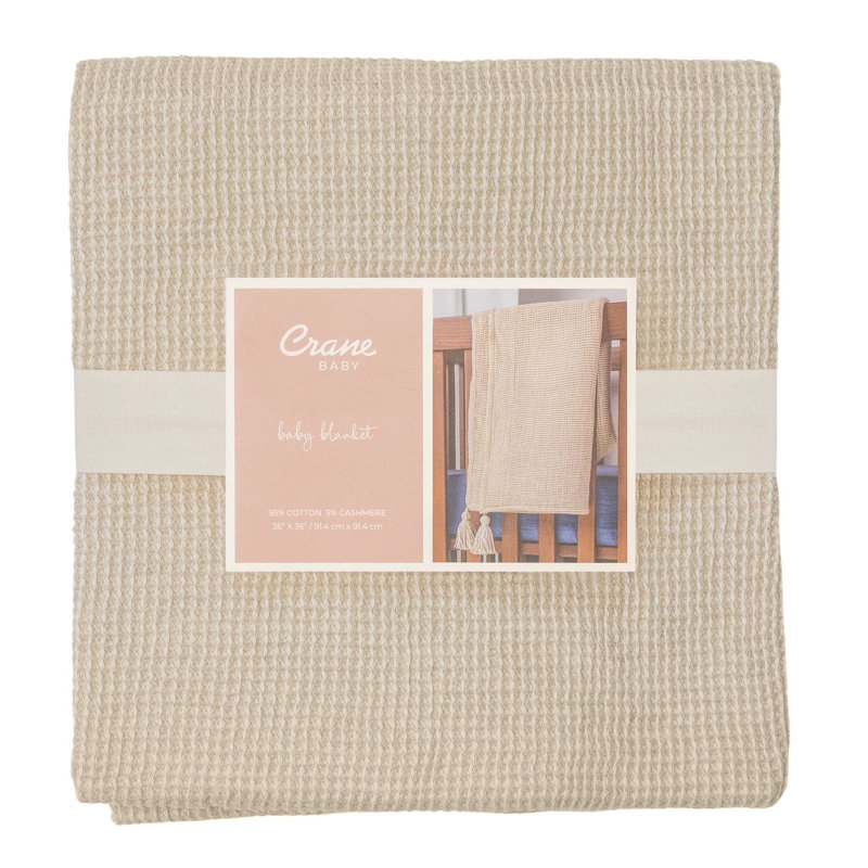 Cotton & Cashmere Baby Blanket, Baby Nursery & Registry, 36"x36" by Crane Baby, Beige