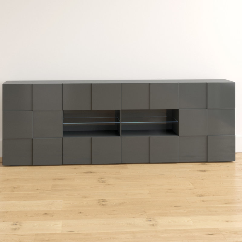 Bailee 241cm Sideboard, Gloss/Dark Grey